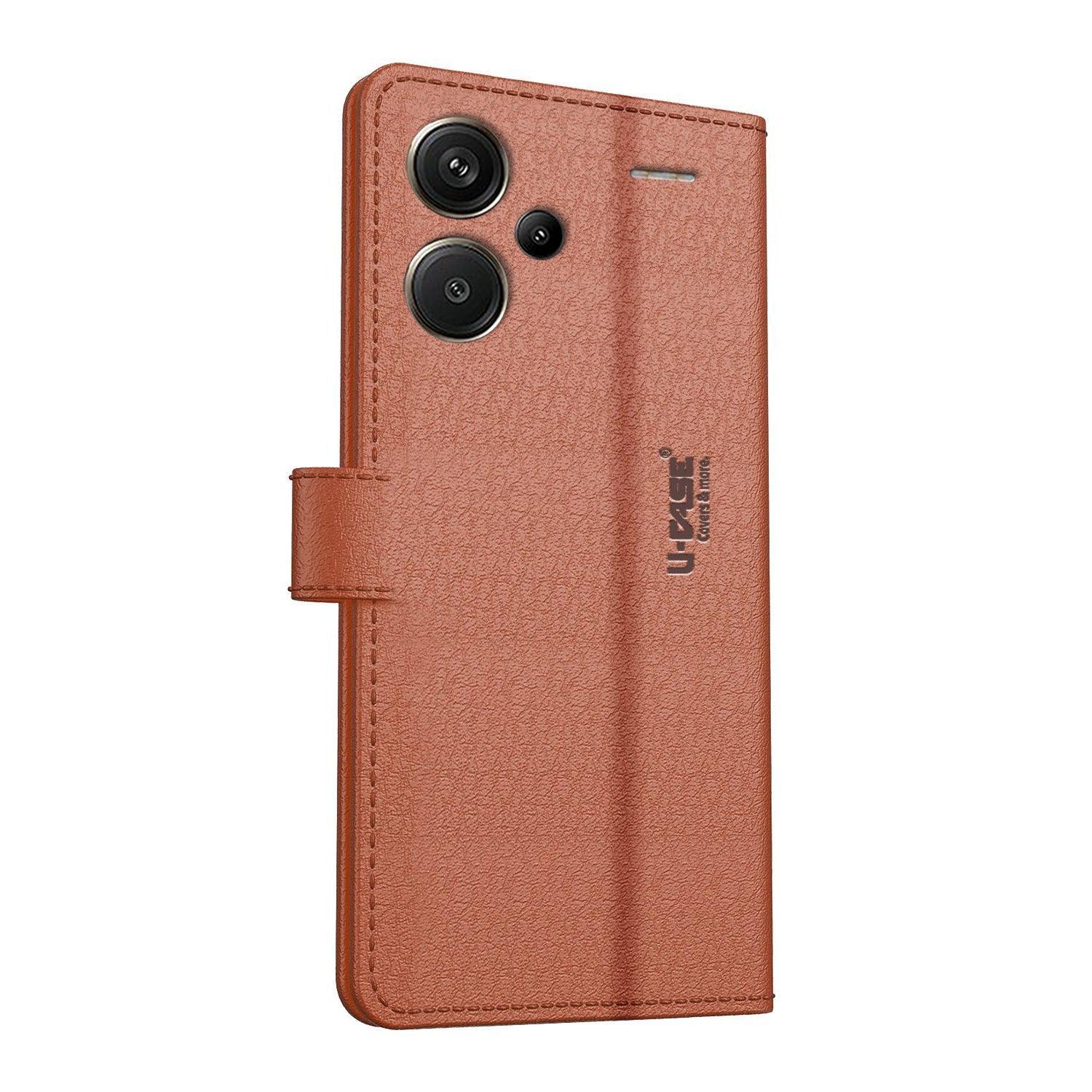 U-CASE Flip Cover for Redmi Note 13 Pro Plus Vegan Foldable Stand & Pocket Magnetic Closure - Aibex